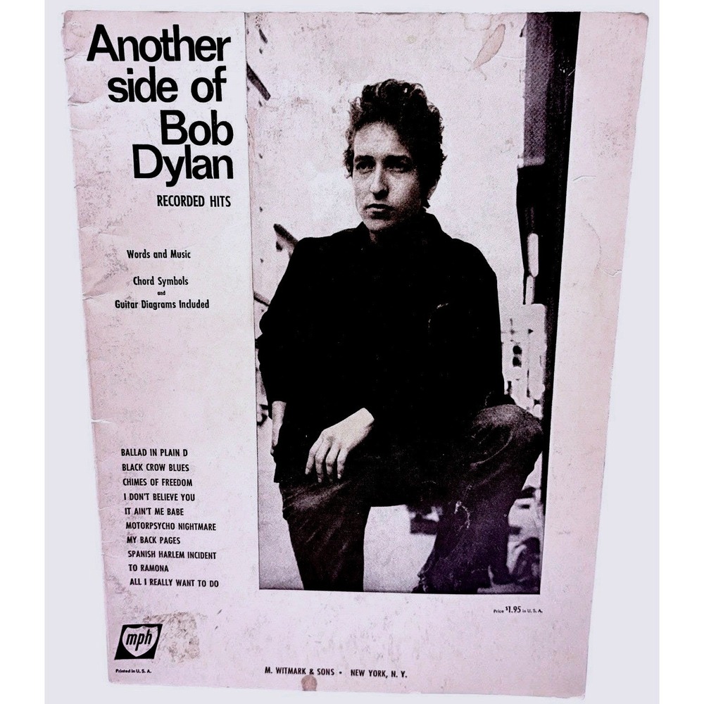 Another Side of Bob Dylan Recorded Hits Sheet Music Songbook M. Witmark & Sons